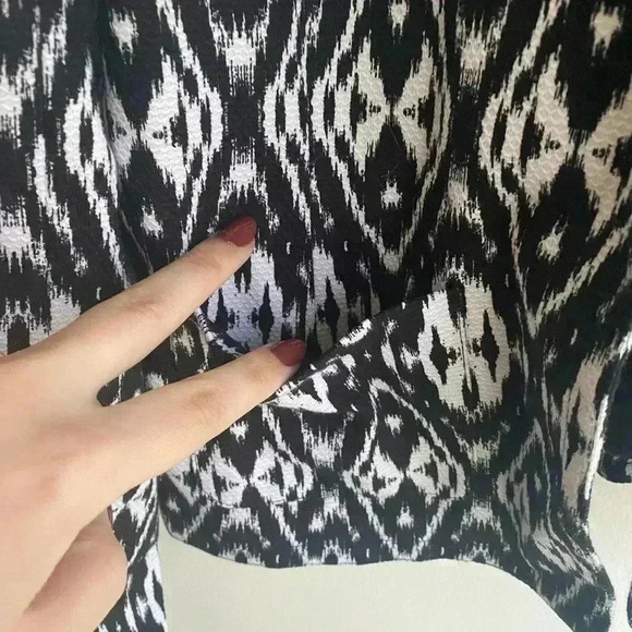 Evan Picone Open Front Blazer Ikat Black White Jacket 12P 12 Petite Cotton Women - Picture 3 of 6